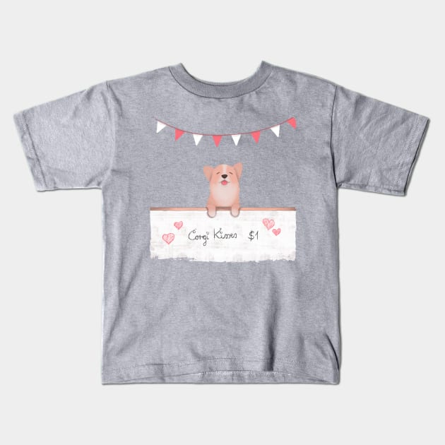 Corgi Kisses Kids T-Shirt by CorinnaSchlachter